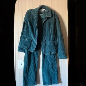 Talbots Teal Corduroy Blazer And Jacket Matching Set Size 14 Stretch